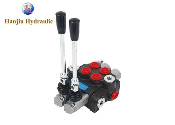 2P40 Monoblock Hydraulic Valve 40L Flow, 2 Spool, BSP Port G3/8, 3 Position Spring Return