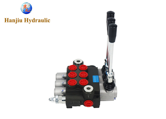 3P40 Monoblock Hydraulic Valve 40L Flow, 3 Spool, BSP Port G3/8, 3 Position Spring Return