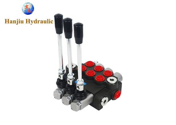 3P40 Monoblock Hydraulic Valve 40L Flow, 3 Spool, BSP Port G3/8, 3 Position Spring Return