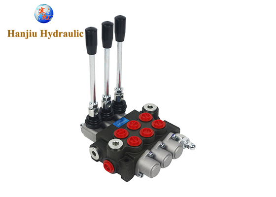 3P40 Monoblock Hydraulic Valve 40L Flow, 3 Spool, BSP Port G3/8, 3 Position Spring Return