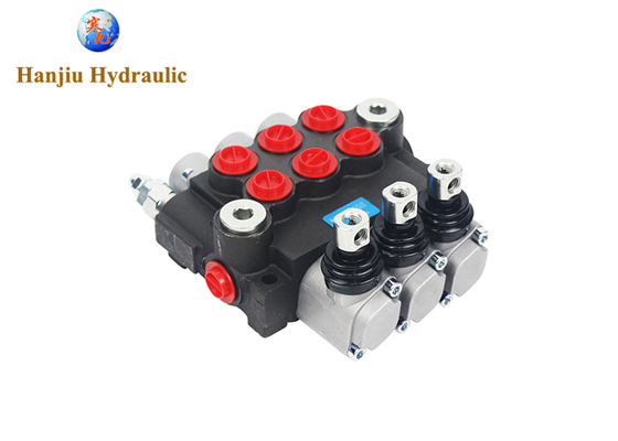 3P40 Monoblock Hydraulic Valve 40L Flow, 3 Spool, BSP Port G3/8, 3 Position Spring Return