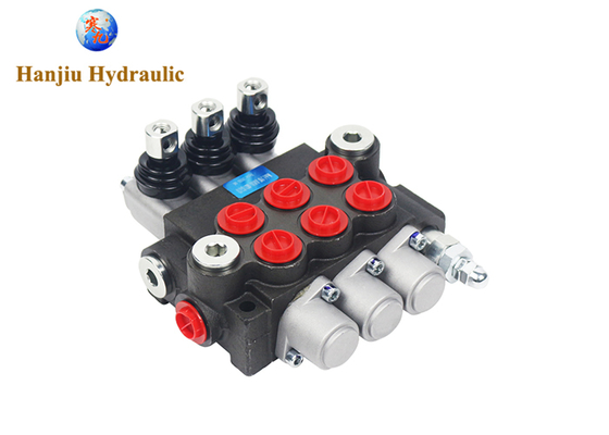 3P40 Monoblock Hydraulic Valve 40L Flow, 3 Spool, BSP Port G3/8, 3 Position Spring Return