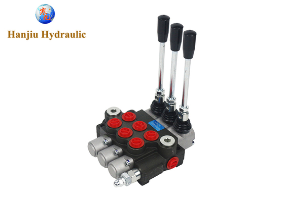 3P40 Monoblock Hydraulic Valve 40L Flow, 3 Spool, BSP Port G3/8, 3 Position Spring Return